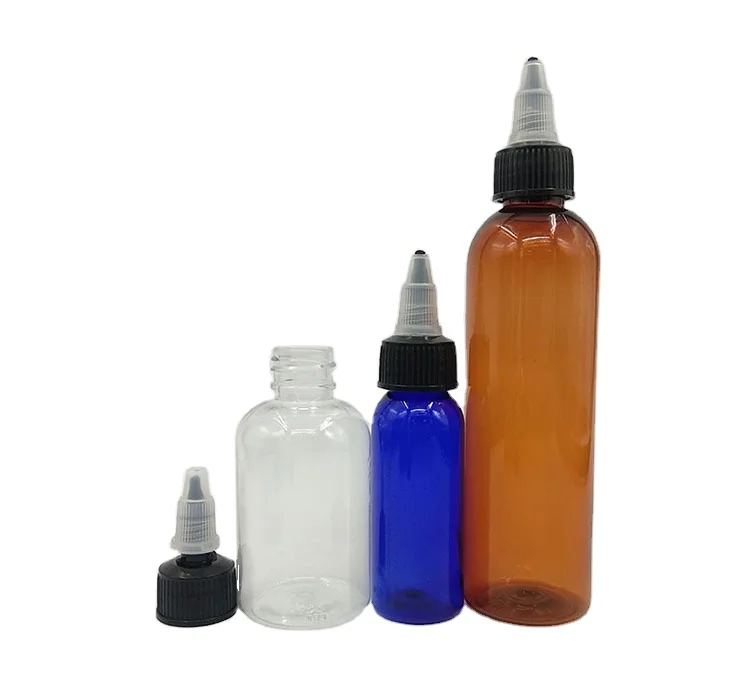 Transparent Plastic PET 30ml 50ml 60ml 70ml 100ml 120ml  with Twist Top Cap for Solvents Oils Paint Ink Squeeze Bottle