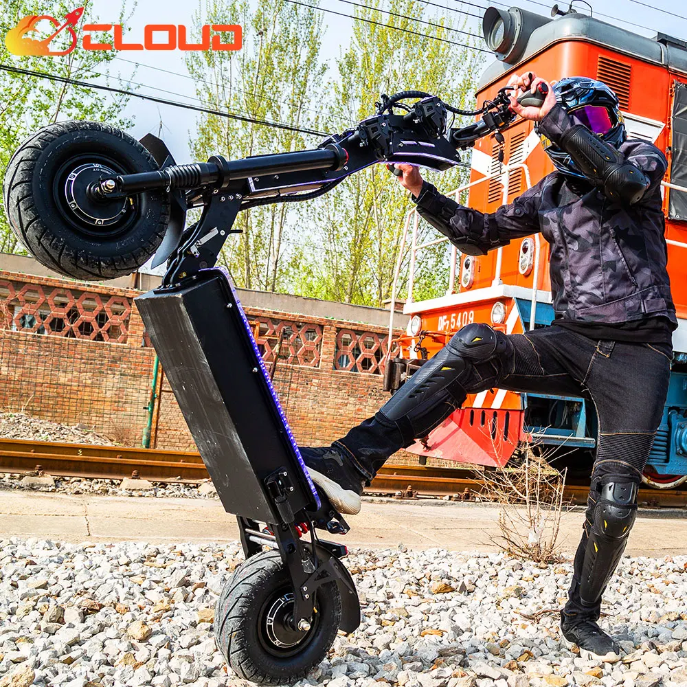 Облако A8 нам Двухдвигательный складная e скутер 72V 8000W самокат с сиденьем для взрослых бездорожные шины электрический опт 13 дюймов