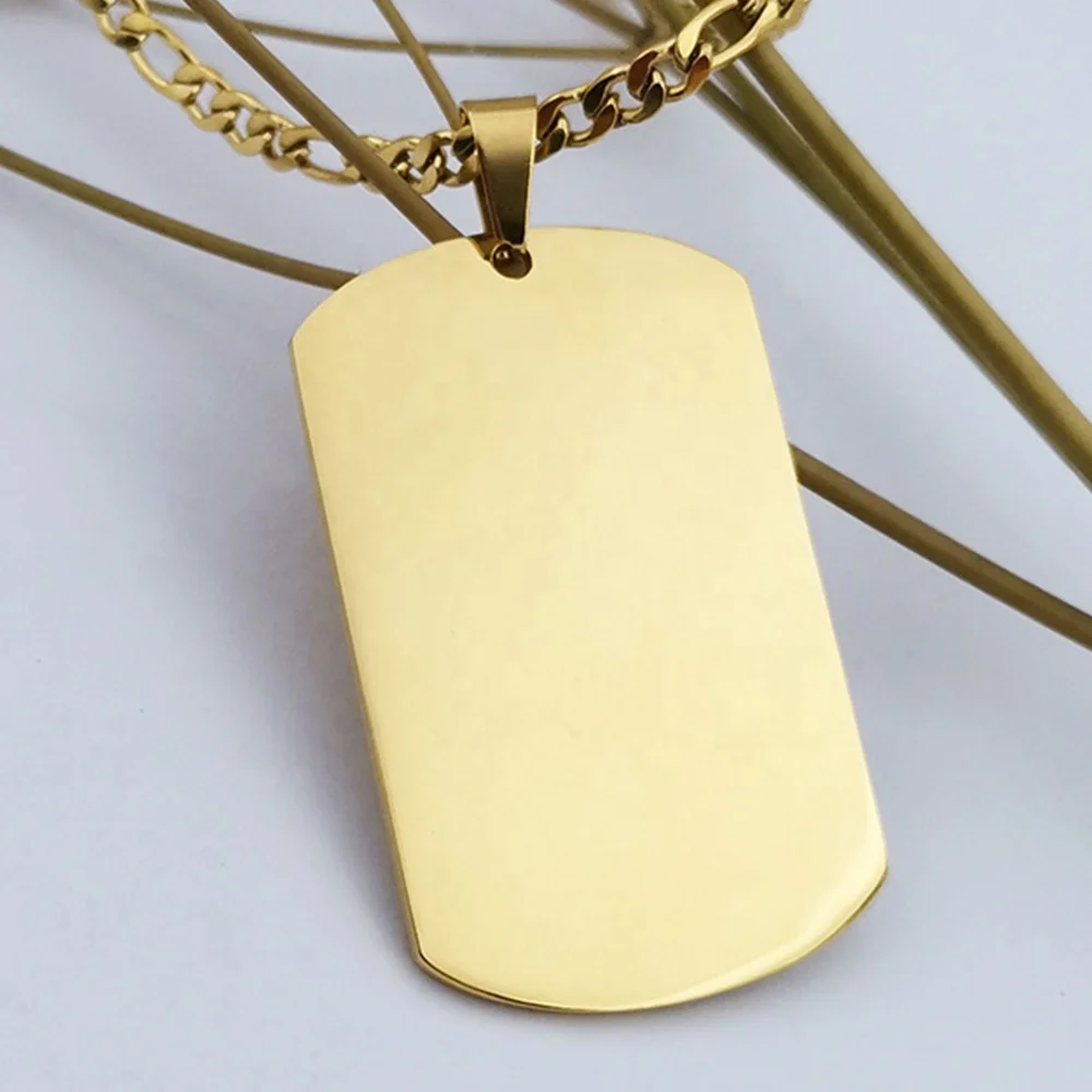Men Jewelry Black Blank Pendant Charm Necklace Jewelry Dog NameTag Black Military Dog Tags Necklace For Dad Black Chain