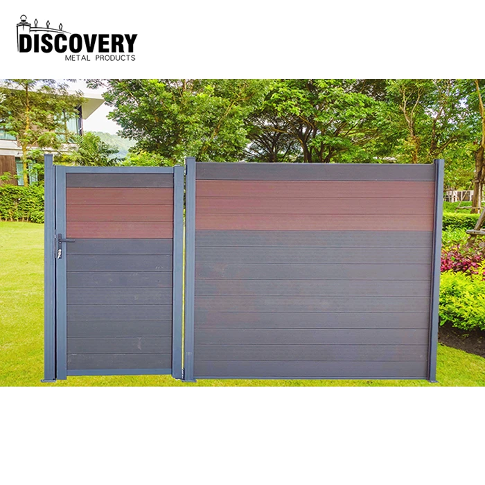 crack-resistant horizontal courtyard garden security swimming pool composite fencing privacy WPC gate for house decoration