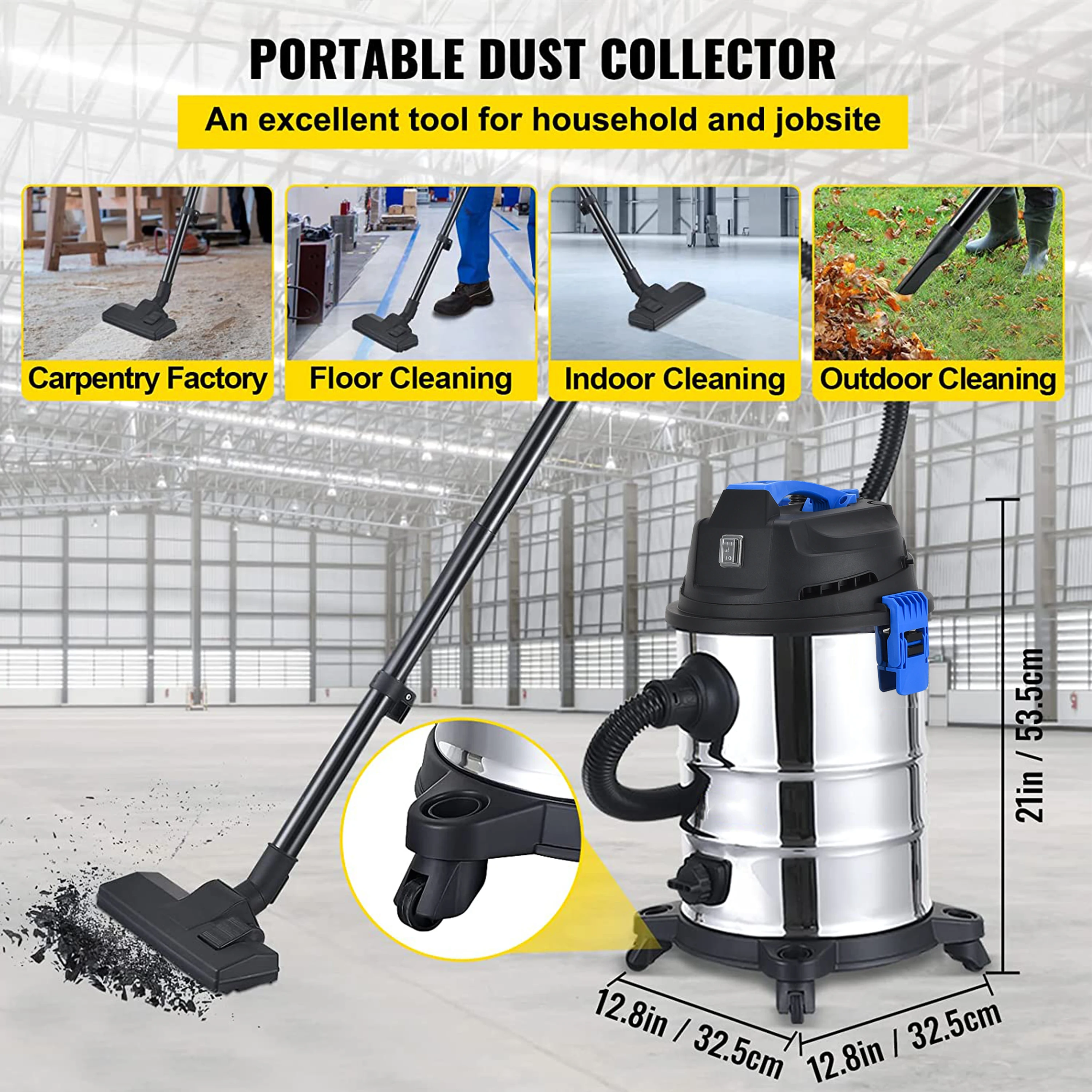 20L/30L 3 in 1 Aspirateur Vapeur Bagged Canister High Power Motor De Aspiradora Industrial Wet Dry Vacuum Cleaner