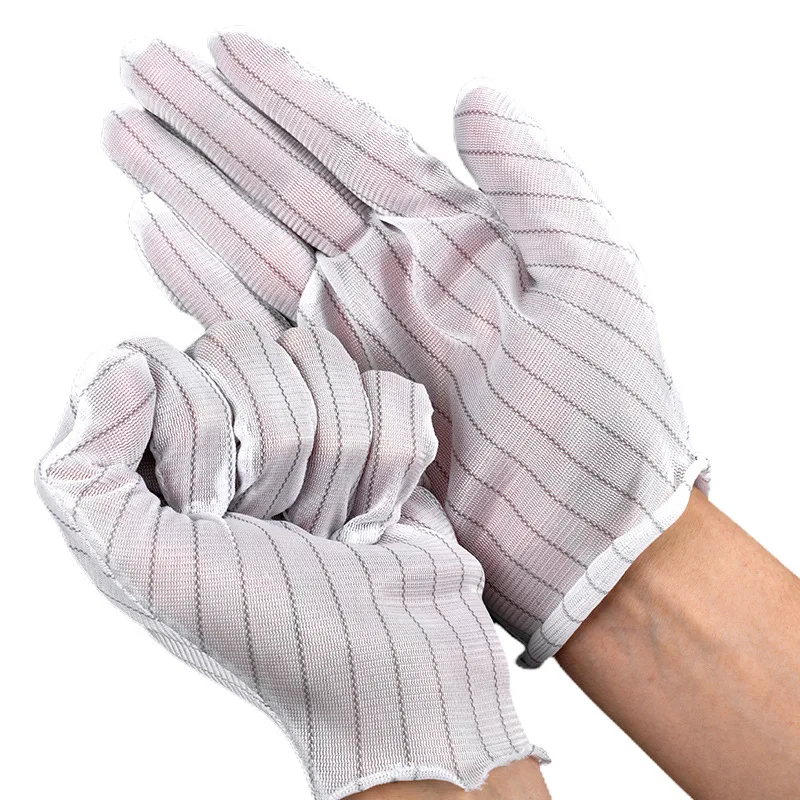 Electrostatic Prevention ESD Anti Static Stripe Gloves Design Lint Free ESD Antistatic Static-free Glove for Assembly Line