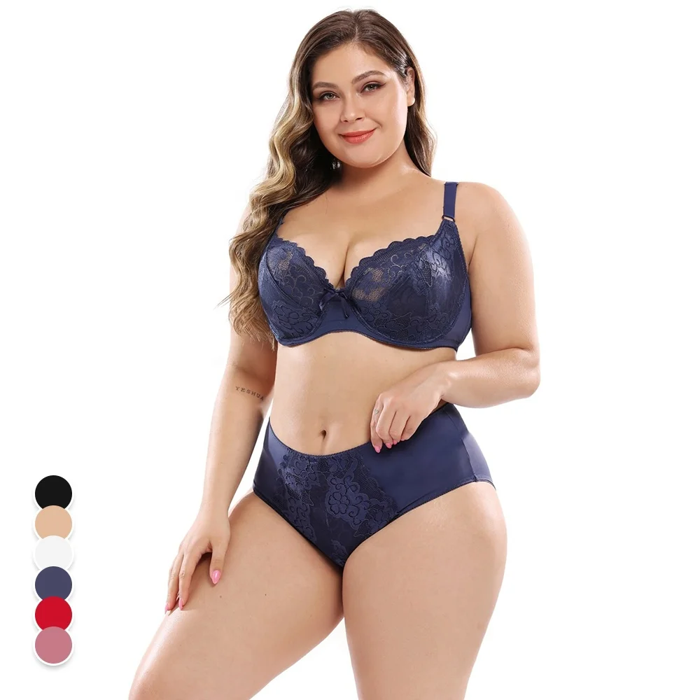Ama Larsi Women Underwear Womens Plus Size Lingerie Female Plus Size Bra and Panty Set