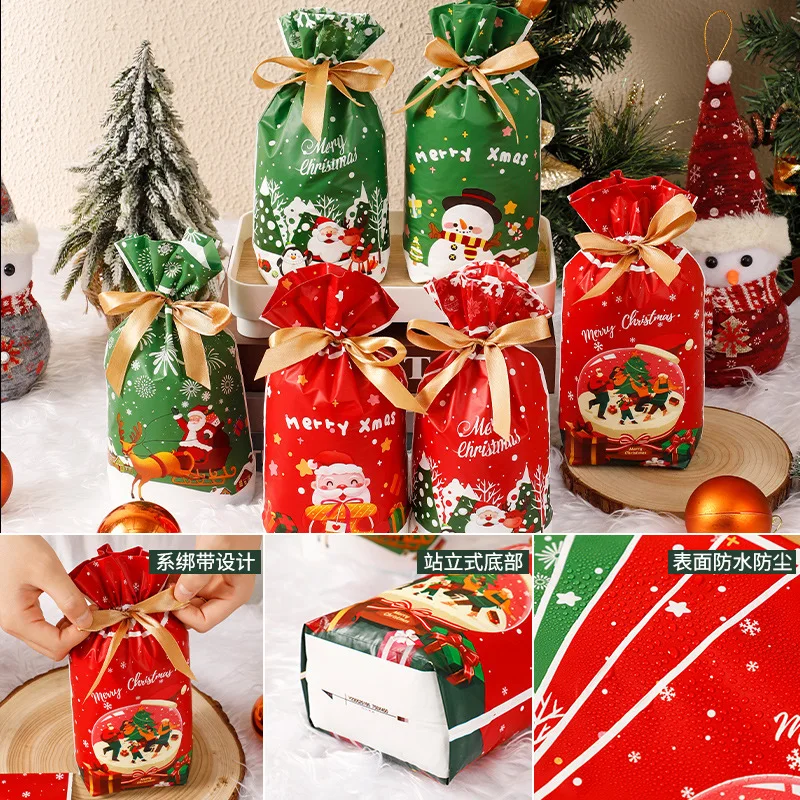 2023 New Spot Christmas Candy Bag Snowflake Crispy Biscuit Drawstring Bag Rabbit Ear Gift Packaging Bag