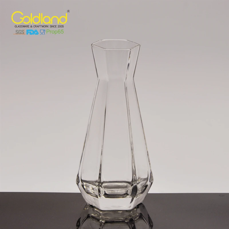 Hexagon small water carafe crystal heavy base glass carafe decanter 120ml
