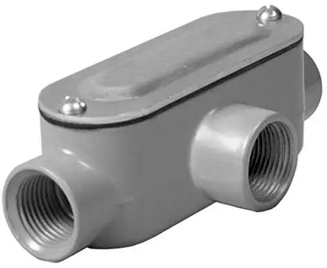 Threaded T Type Conduit Body, Die Cast Aluminum, Stamped Steel Cover