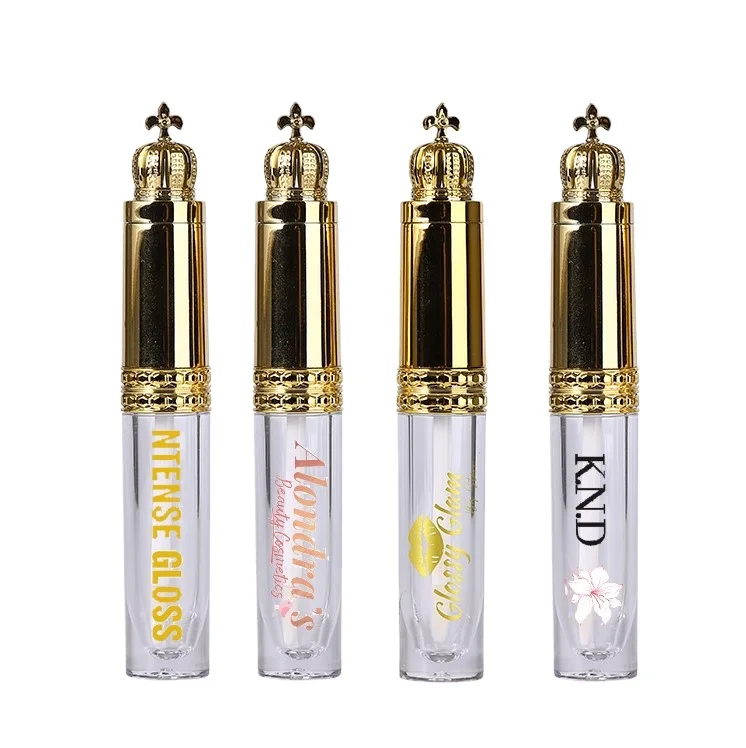 Hot sale customized LOGO Transparent bottle  gold lip gloss tube