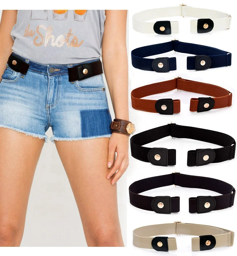 Men Stretch Pants Invisible Elastic Waist Belt No Buckle Free for Women