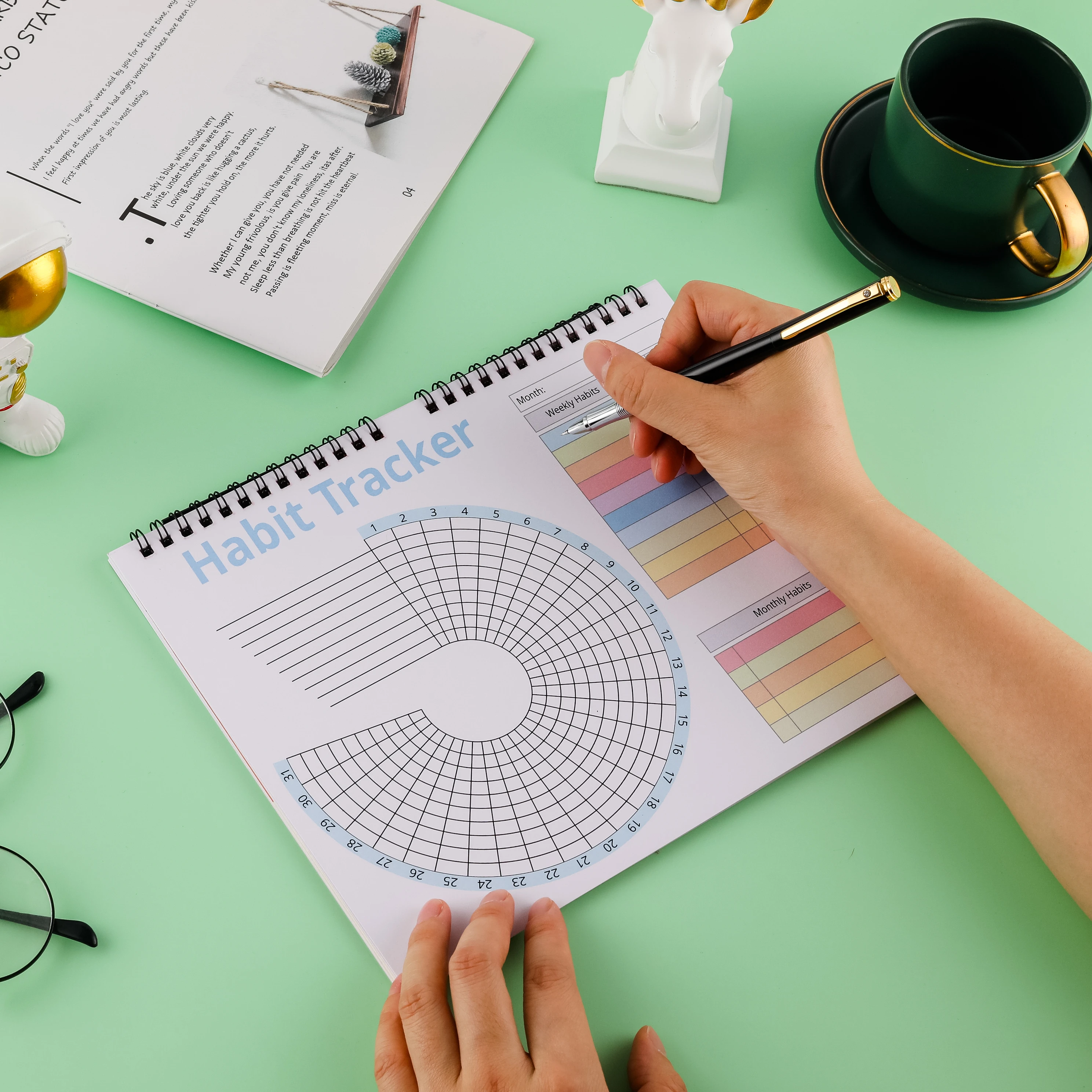 Wholesale Custom Life Planner Monthly Journal Calendar Sheets Goal Spiral Meal Scheduler Habit Tracker