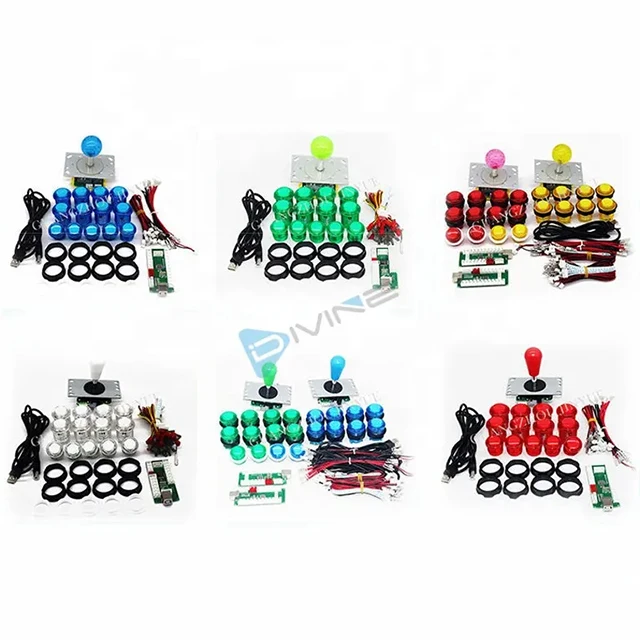 DIY Arcade Game Parts Kit Including Zero Delay Usb Encoder Diy 4/8 Way Push Buttons Joystick Arcade Fighting Game Machine Kit