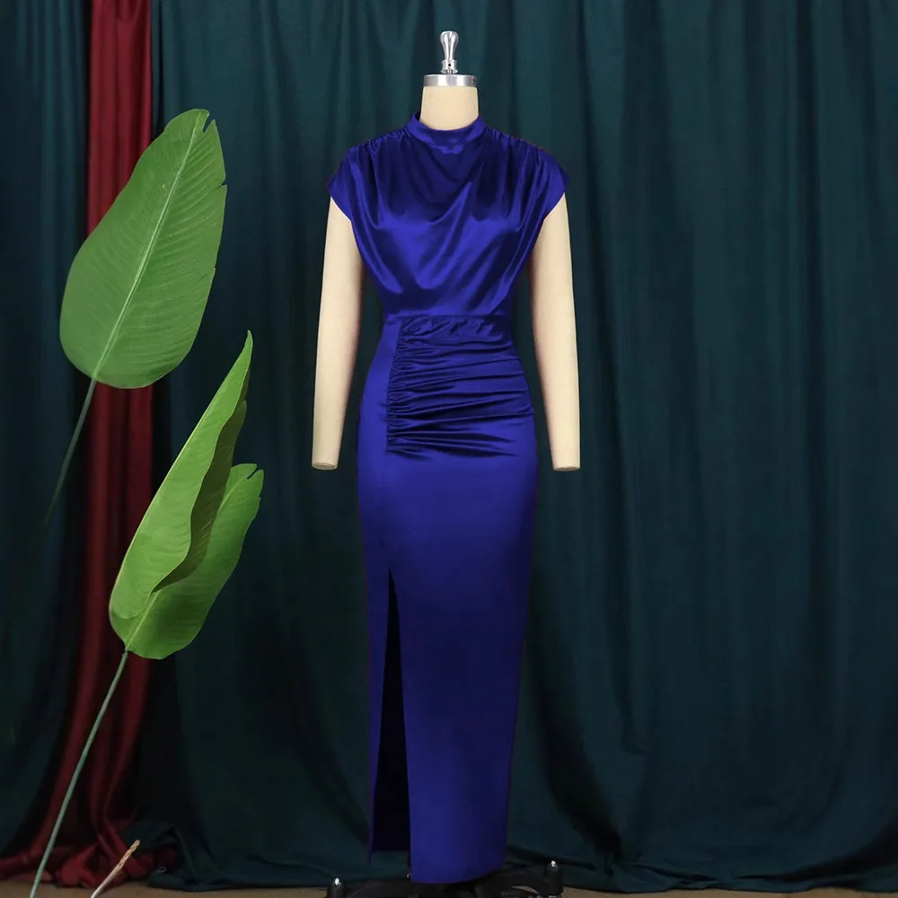 High-Waisted Red Solid Color Dress with Long Maxi Skirt Breathable Empire Waistline Streetwear Spring Autumn Seasons Woven Weave