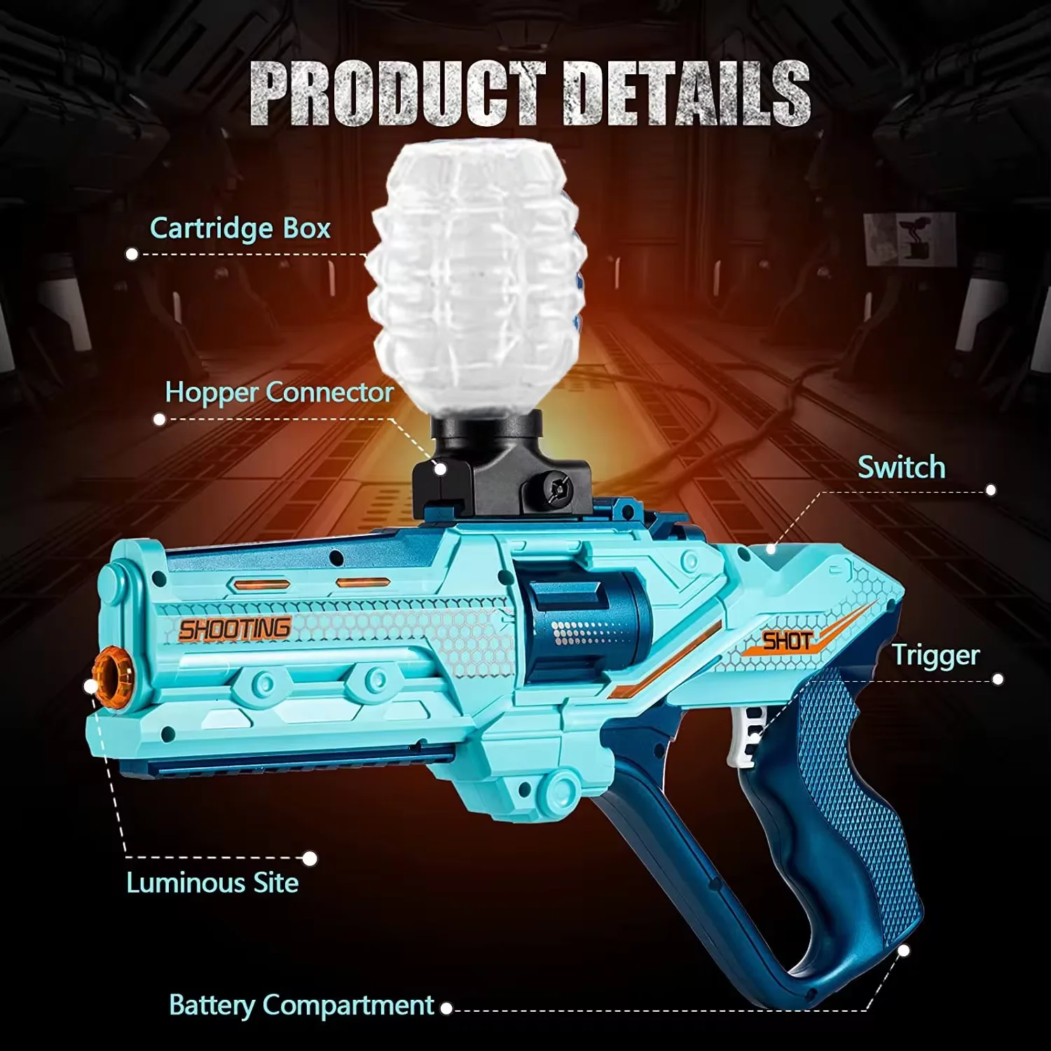 2 Pack Electric water gel gun Automatic Splatter Ball Gun with Rechargeable Battery Outdoor Team Game Toy for Adults