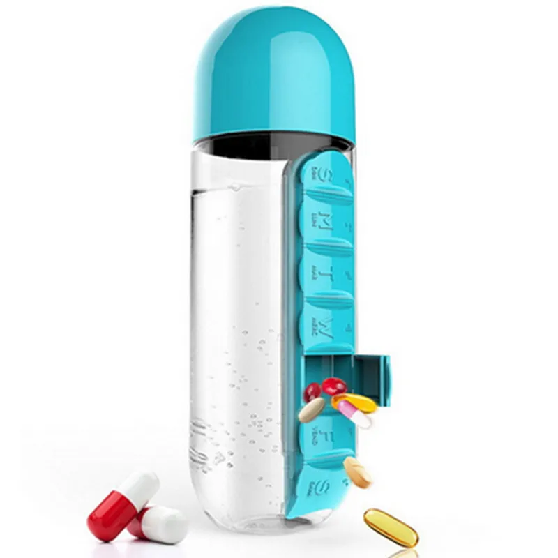 Wholesale Multi Color Traveling Water Bottle Capsule Large Capacity Water Bottle Plastic Medicine Container Cup