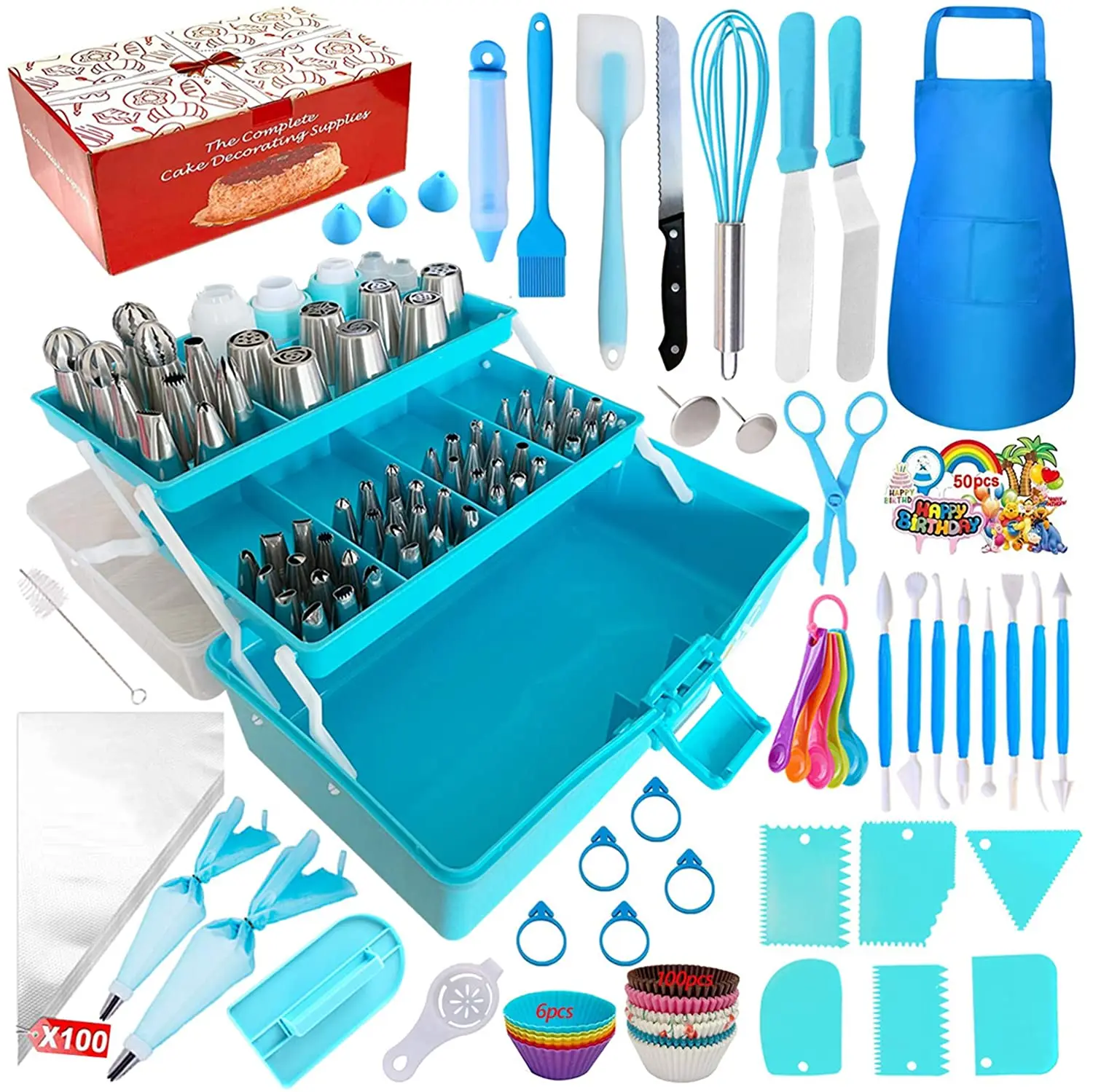  Cake Decorating Piping Bags and Tips Set with storage box cake mould kit Multi-Purpose 3-Layer