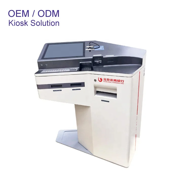 19 inch  21.5 inch Touch screen kiosk self service terminal 64 keyboard A4 paper printing Kiosk  with  A4 color laser printer