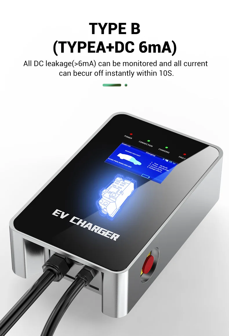 7kw 11kw Wall Mounted Ac Ev Charger Station Wallbox Charging For Electric Vehicle Car with APP