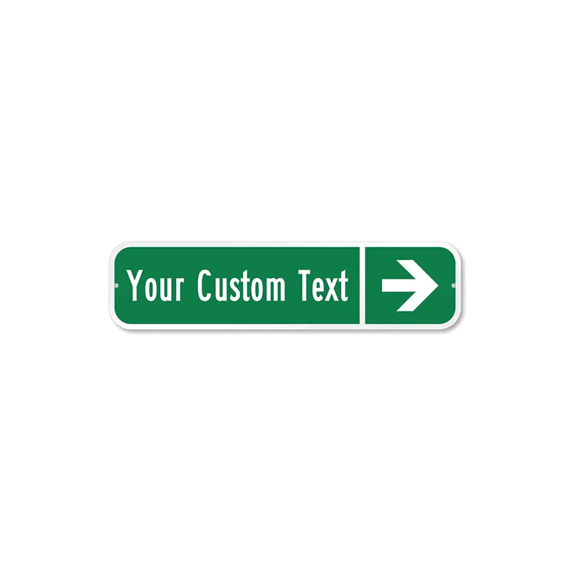 Custom Green Street plastic pvc warning sign with Right Arrow sublimation aluminum street sign saudi arabia road signs