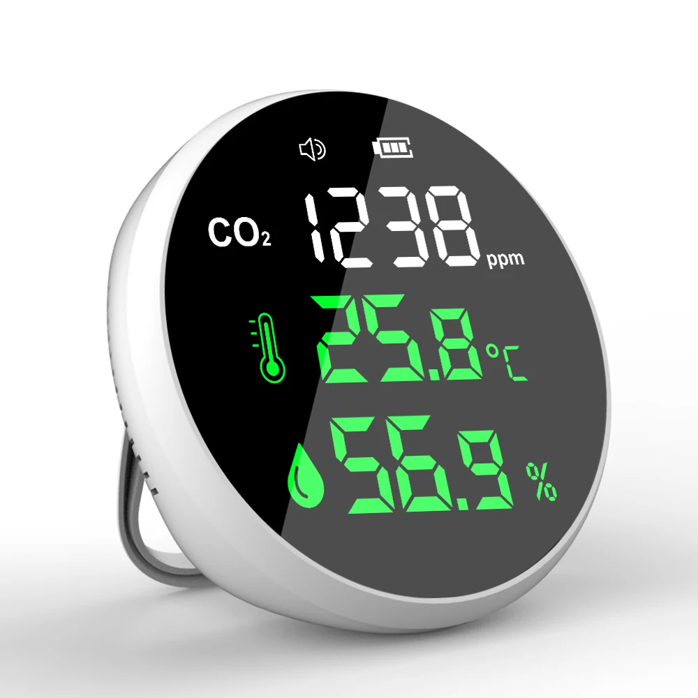 Desktop air quality detector real time monitoring CO2 Alarm function Indoor area Air monitor for taking care healthy
