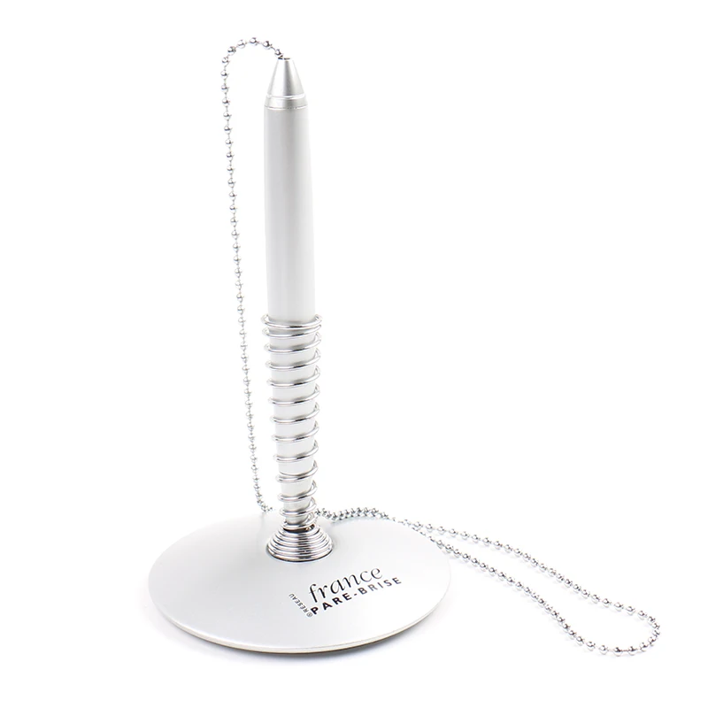 Luxury Custom Promotional High Quality Desk Stand Ball Pen Table Pen Holder Desk Pen with Metal Spring for Hotel Bank Counter