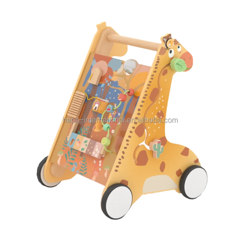 Wooden Baby Walker Push and Pull Learning Activity Walker Kids Toy Multiple Center Develops Motor Skills Stimulates Creativity