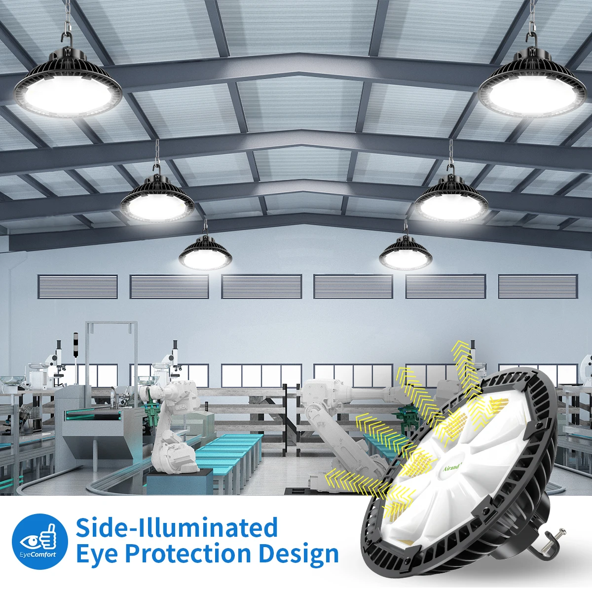 Dimmable 200W UFO High Bay Light With US Plug and Hook Garage Lighting Fixture From USA Warehouse