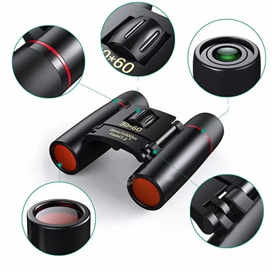 Wholesale Pocket Kids Binoculars 30X60 Angle Portable Low Light Outdoor Night Vision Binoculars