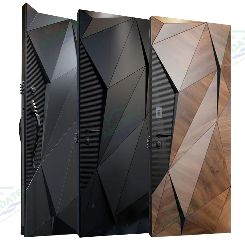 China High Quality Modern Steel Internal Wood Armored Doors Wooden Security Door Entry Front Armored Door With Electronic Lock