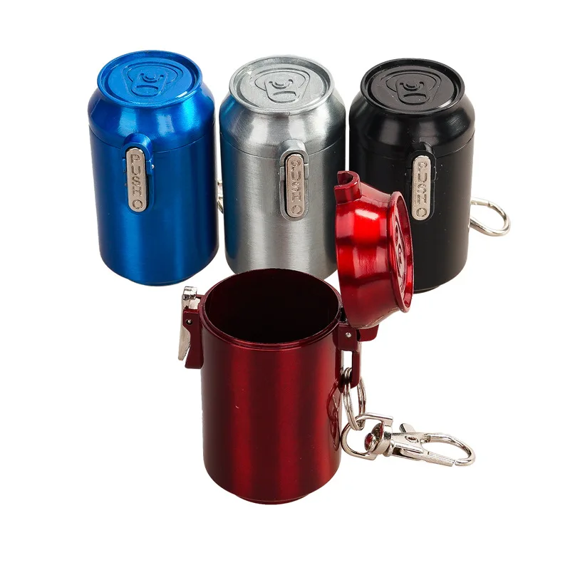 30*37.5*67.8mm new design portable metal can easy to carry ashtray with hook cola design portable storage box