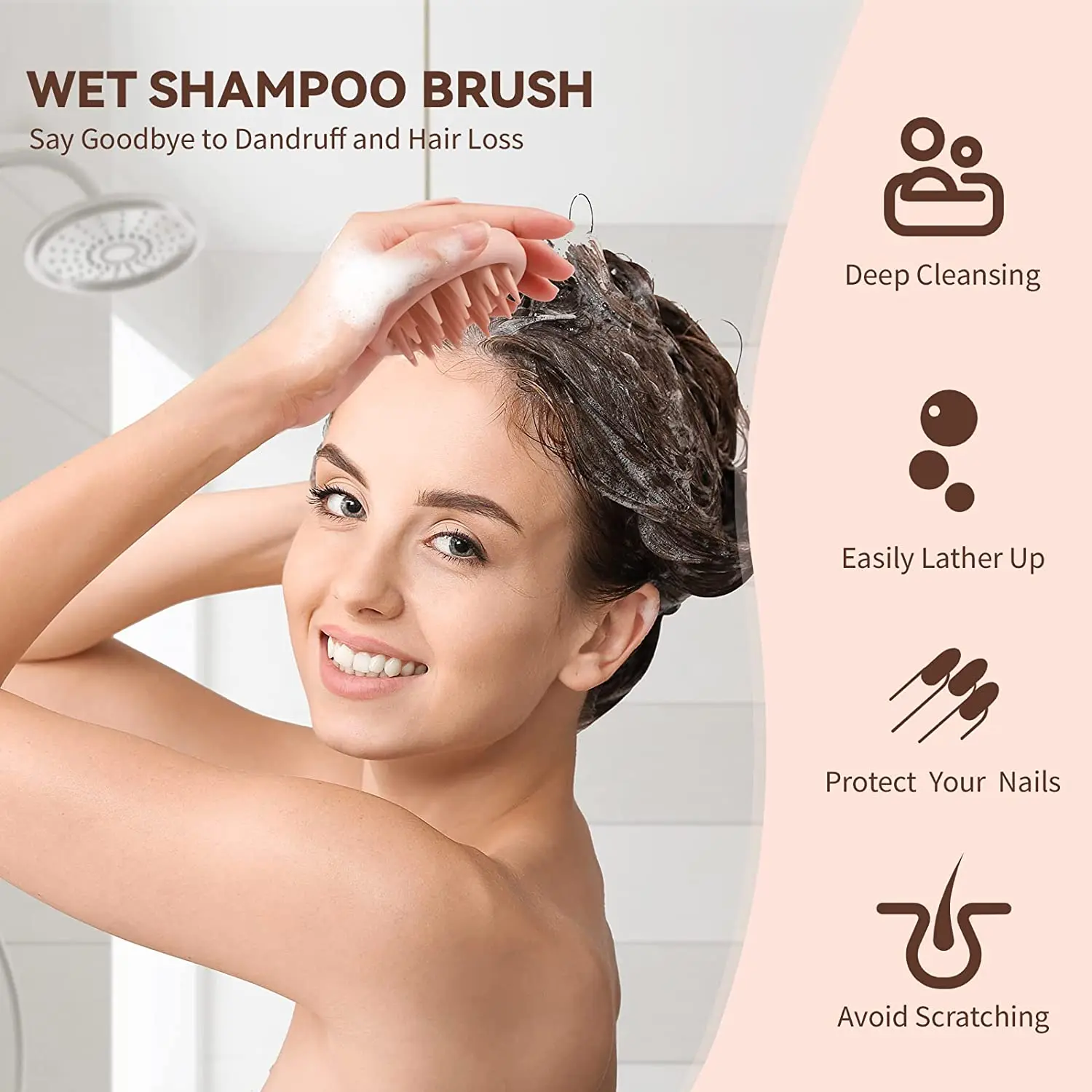 Salon-Grade Scalp Massager Custom Shampoo Hair Brush with Soft Silicone Bristles Massage Brush Shower Hair Brush