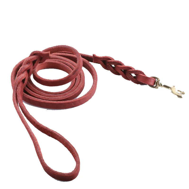 Sunturn 6FT/ 5FT Genuine Leather Dog Training Leash Leads Rope for Large Medium Small Dogs Training Walking