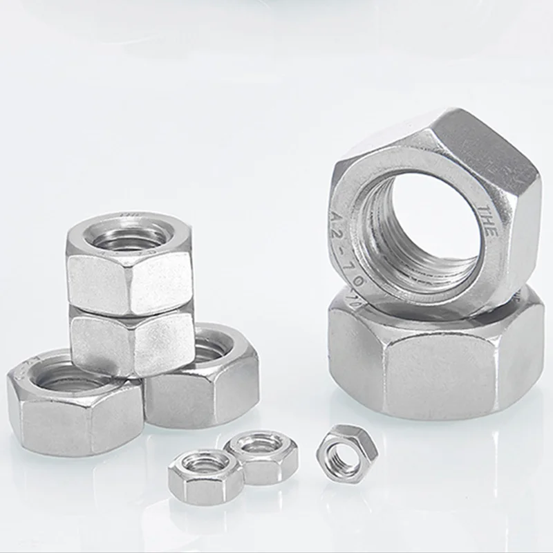 Manufacturer Wholesale Hex Nut Hexagon Nylon Stainless Steel M3 M4 M5 Customizable DIN934 Nut