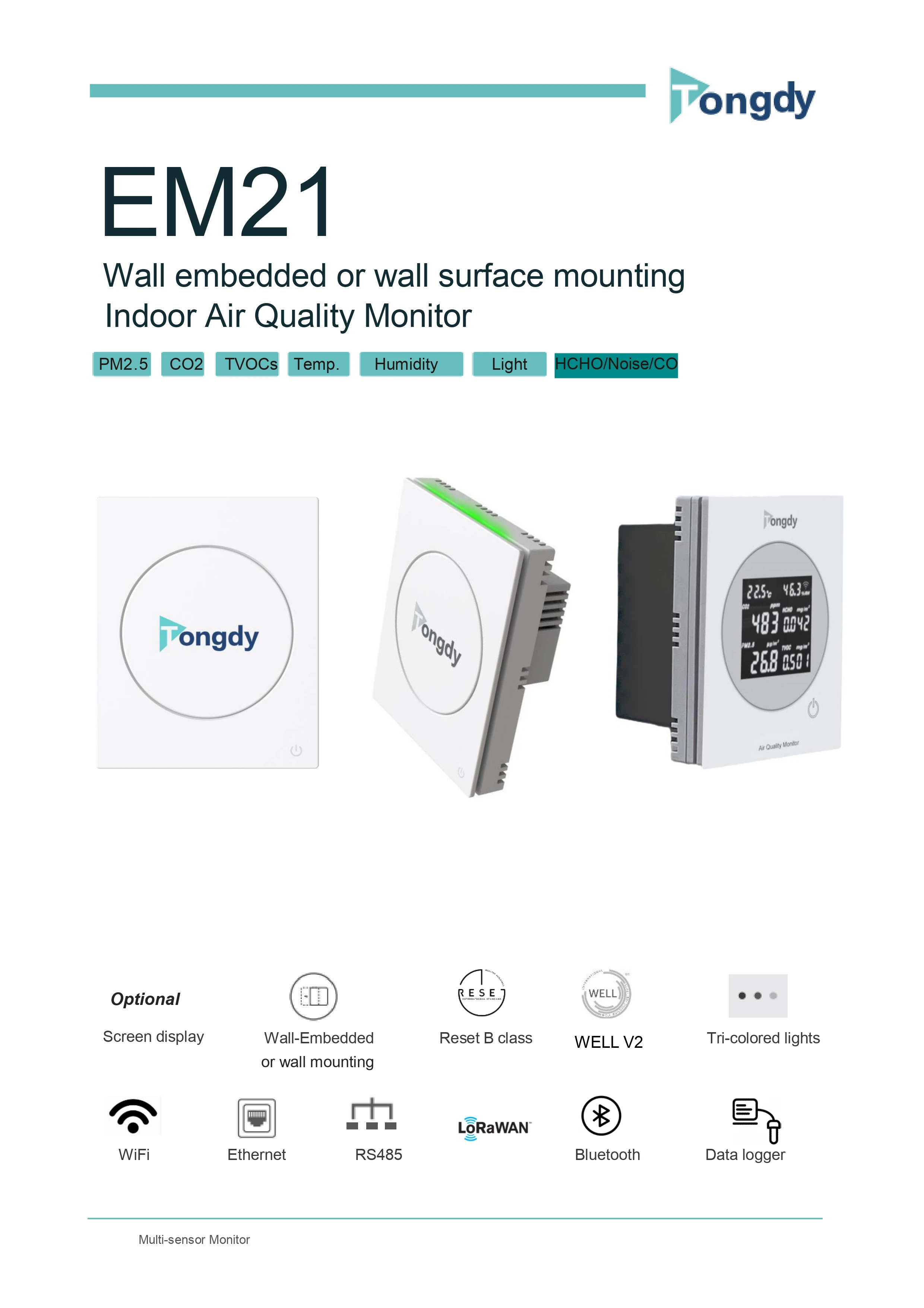 Indoor Air Quality in Office Buildings Detector  CO2  PM2.5 Temp Humidity TVOC HCHO CO  WELL RESET Certificate