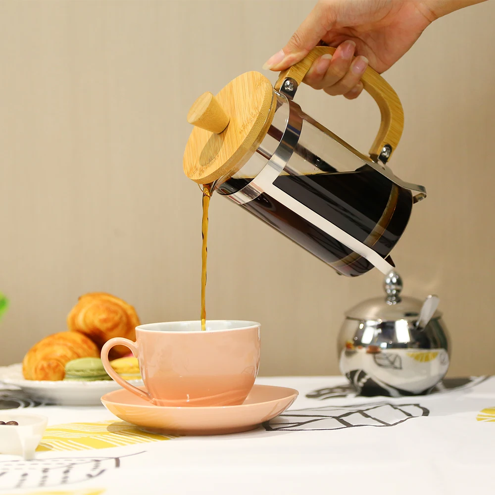 Trending Products 2024 New Arrivals French Press Glass Double Insulated 304 Stainless Steel Coffee Maker