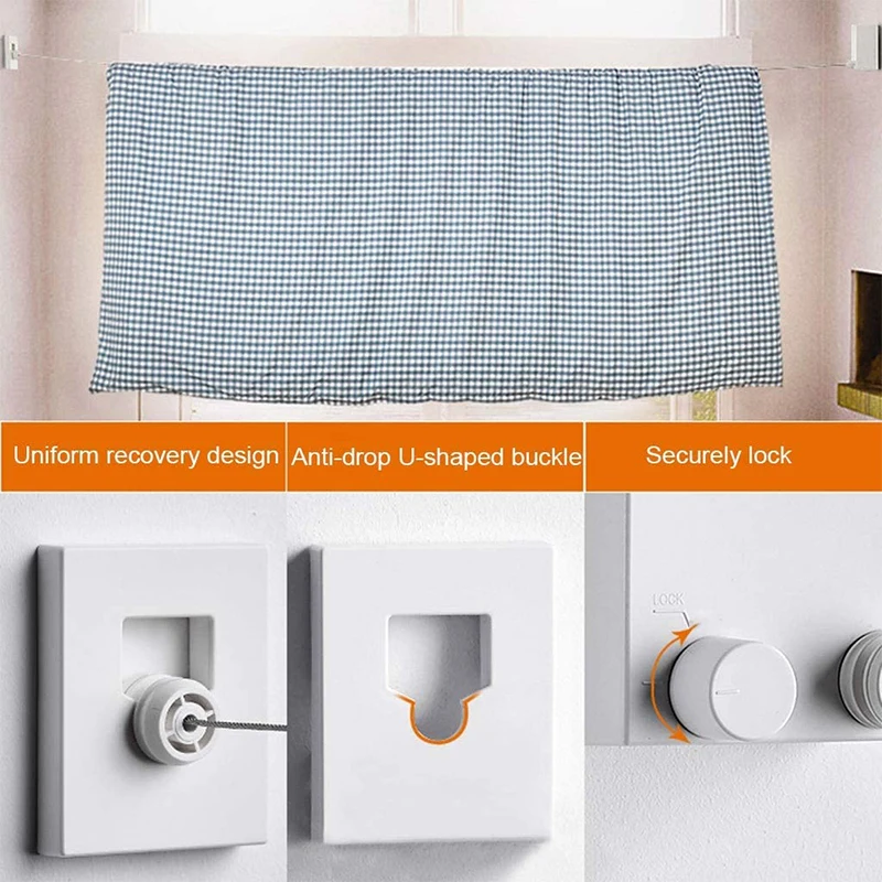Laundry Storage Drying Racks Clothesline Balcony Shrinkable Clothesline Outdoor Invisible Clothesline 4.2m Free Retractable Rope