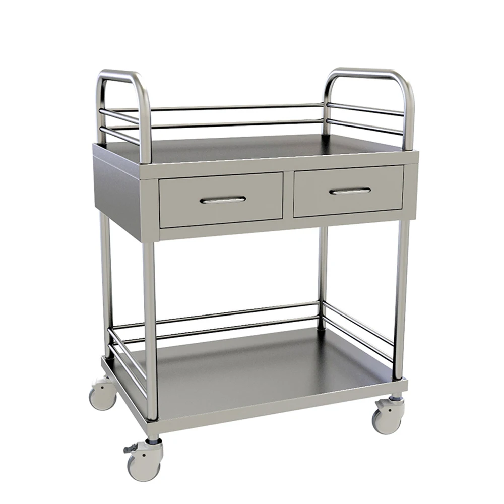 Stainless Steel Treatment Trolley With Double Drawers Manufacture