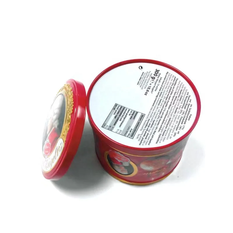 Screwed lid custom round musical chocolate tin box vintage merry go round toy music box rotating tin carousel music box