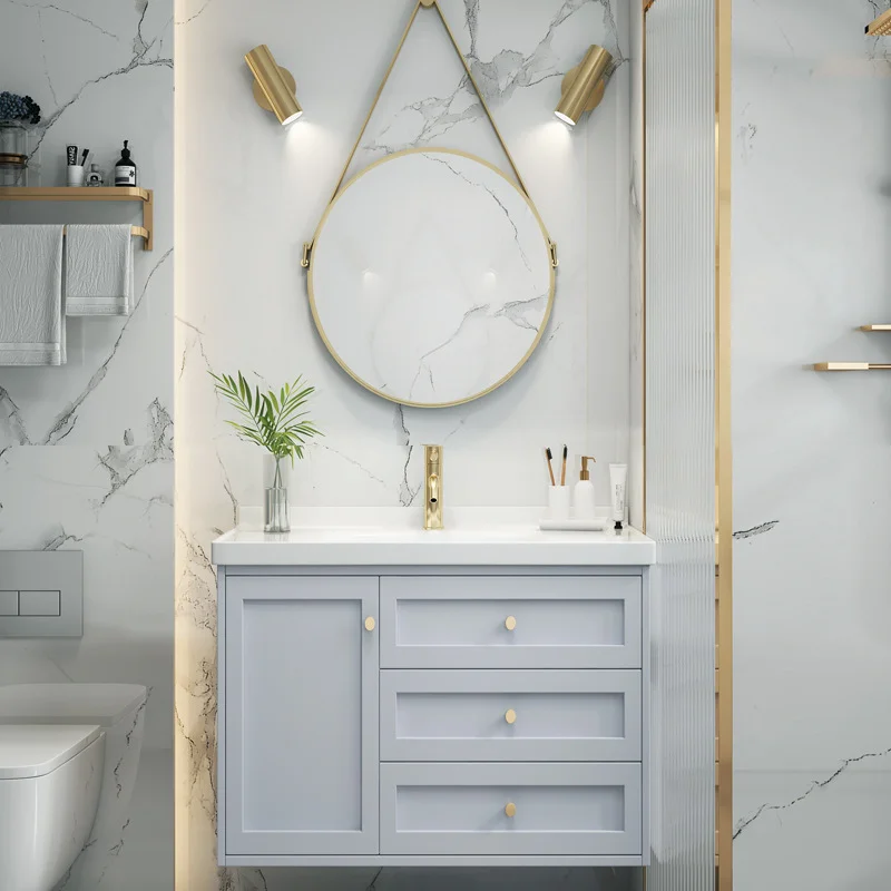 CBMmart Commercial Bathroom Set Bathroom PVC Wrapped Vinyl Bath Vanity