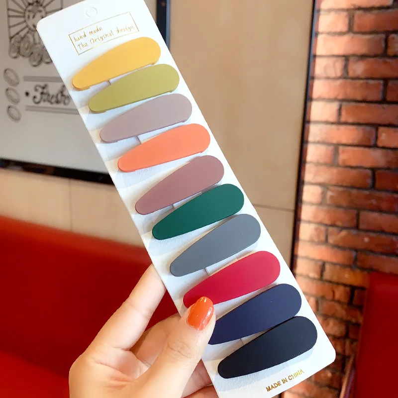 10pcs/Card Simple Candy Color Hairclip Sweet Side Bangs Matte BB Hair Clip Set For Kids