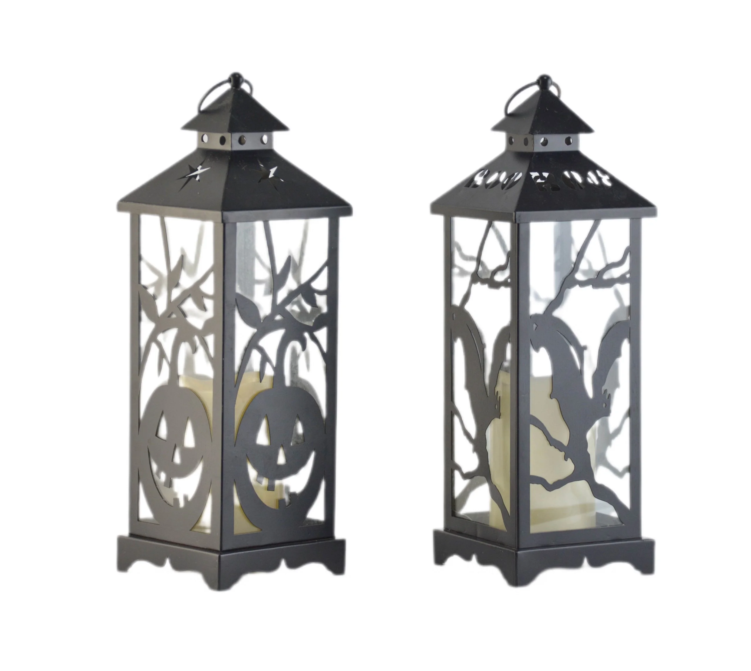 Wholesale Metal And Glass Planter For Indoor And Outdoor Candle Glass Candle Holder Halloween Metal Lantern