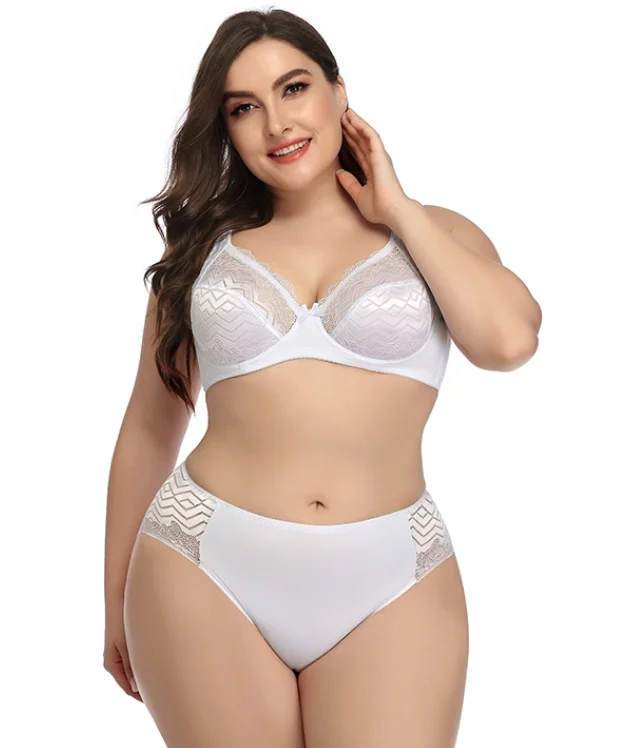 Большие бюстгальтеры с чашечками, удобные кружевные сексуальные женские комплекты из 2 предметов, нижнее белье большого размера, бюстгальтер и трусики, комплект для полных девушек