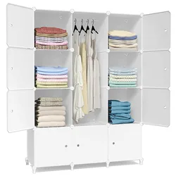 DIY plastic cabinet assembled stackable waterproof storage wardrobe clothes almirah