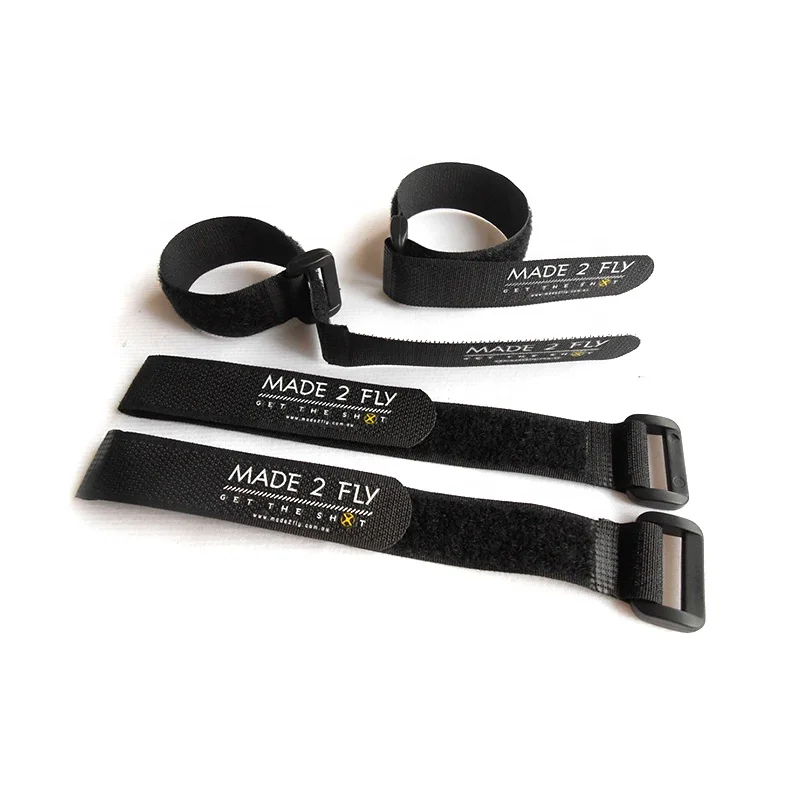 Multipurpose black hook and loop strap with logo printing