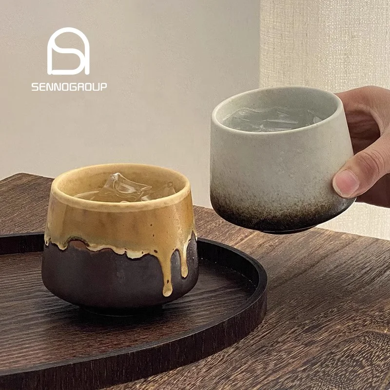 High Quality Ceramic Tea Cups Clay Pottery Coffee  Mug 200ml Handmade Japanese coffee Cup Without Handle