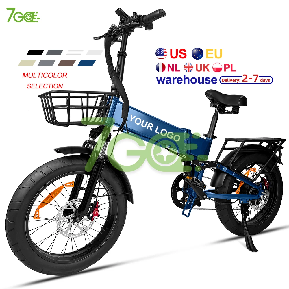 UK PL Warehouse Electric e bike basket  15ah 48v battery 20 inch fast 750w folding electric mountain bicycle bike with basket