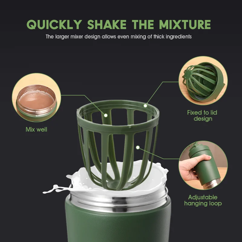 Hot Selling New stainless steel water bottle portable 700ml protein shaker bottle with compartment Gym