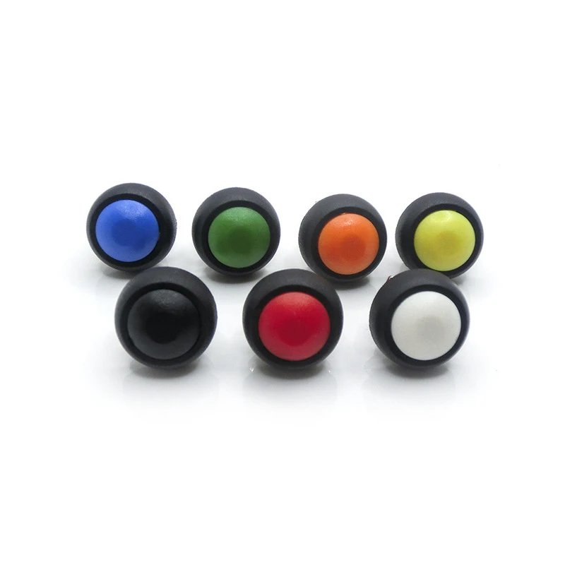 12mm 2pins Waterproof IP65 reset Push Button 12v domed head switch push button for Toy Car Momentary plastic push button