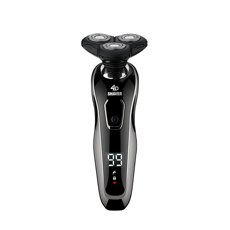 Rechargeable triple blade washable electric shaver razor shaving machine with led display