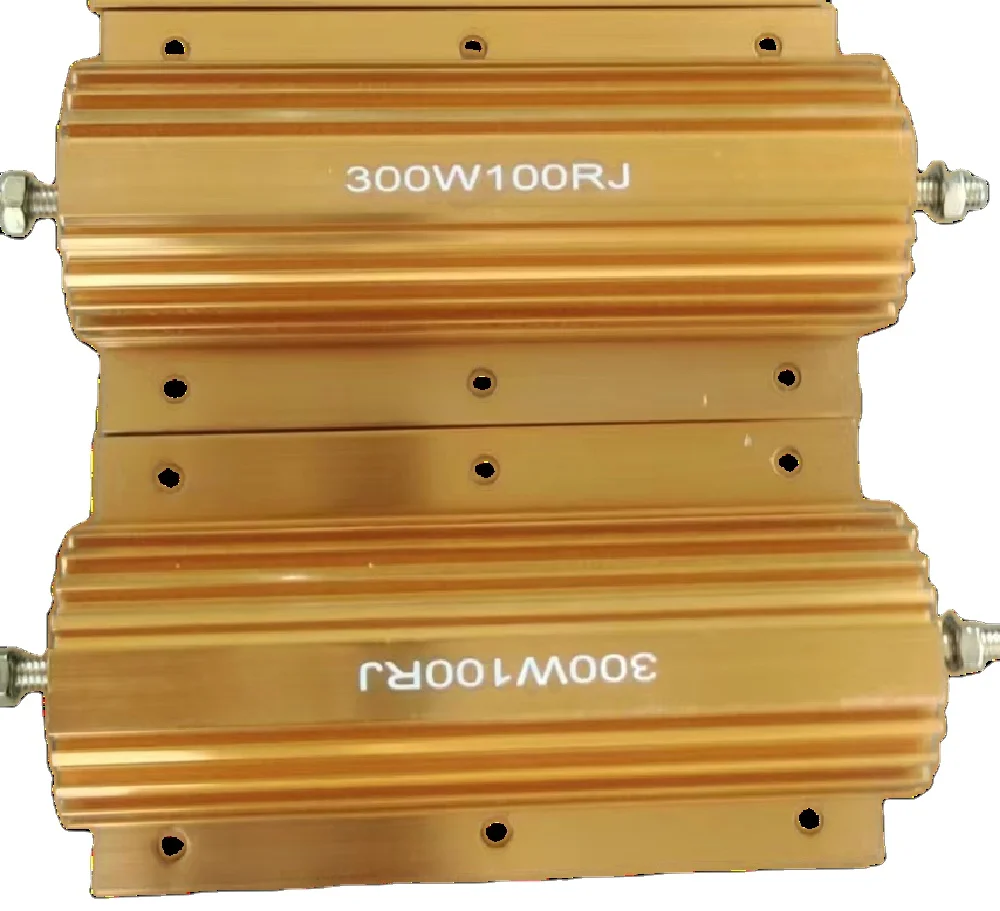 100W 300W High Power Golden Aluminum Housing Wirewound Resistors with Stable Performance of High Load Heat-Sink