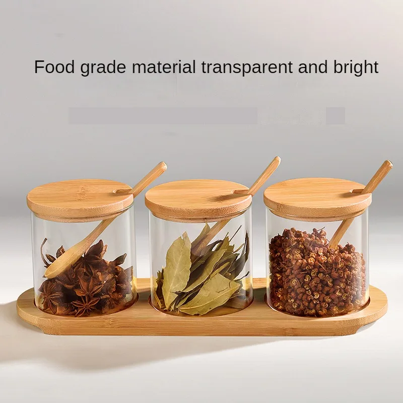 Wholesale 260ml 3pcs multifunctional seasoning spices jars glass spice rack set