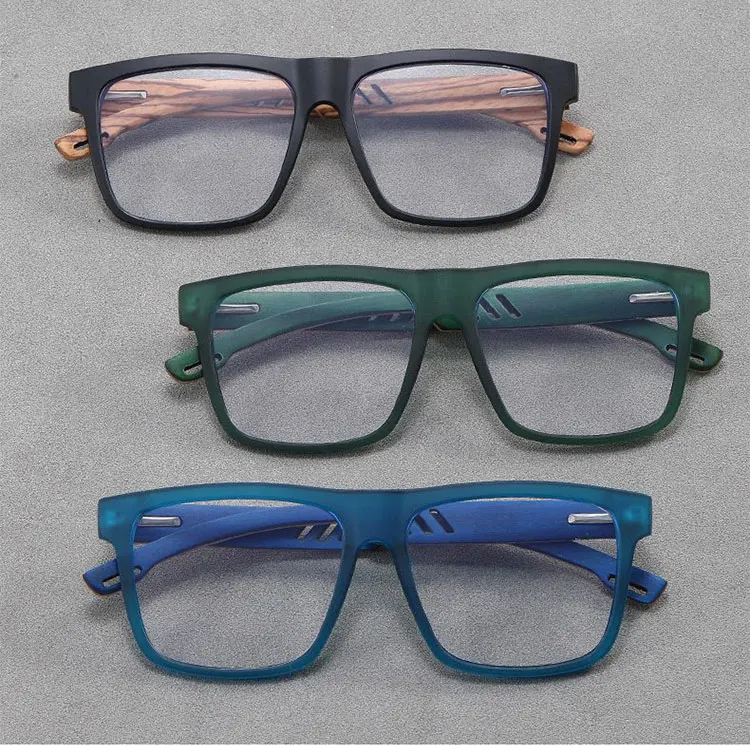 Wholesale Custom Logo Square Frame Bamboo Polarized Lens Wood Wooden Anti Blue Light Glasses Frames For Men And Women
